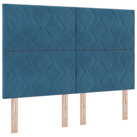 Bed Frame Dark Blue 140X200 Cm Velvet