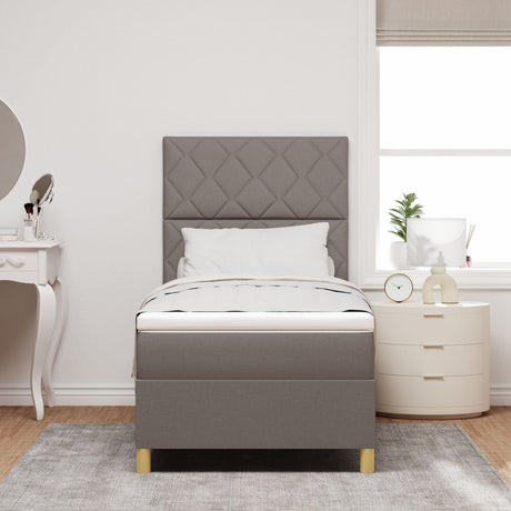 Box Spring Bed With Mattress & Led Taupe 100X200 Cm Fabric