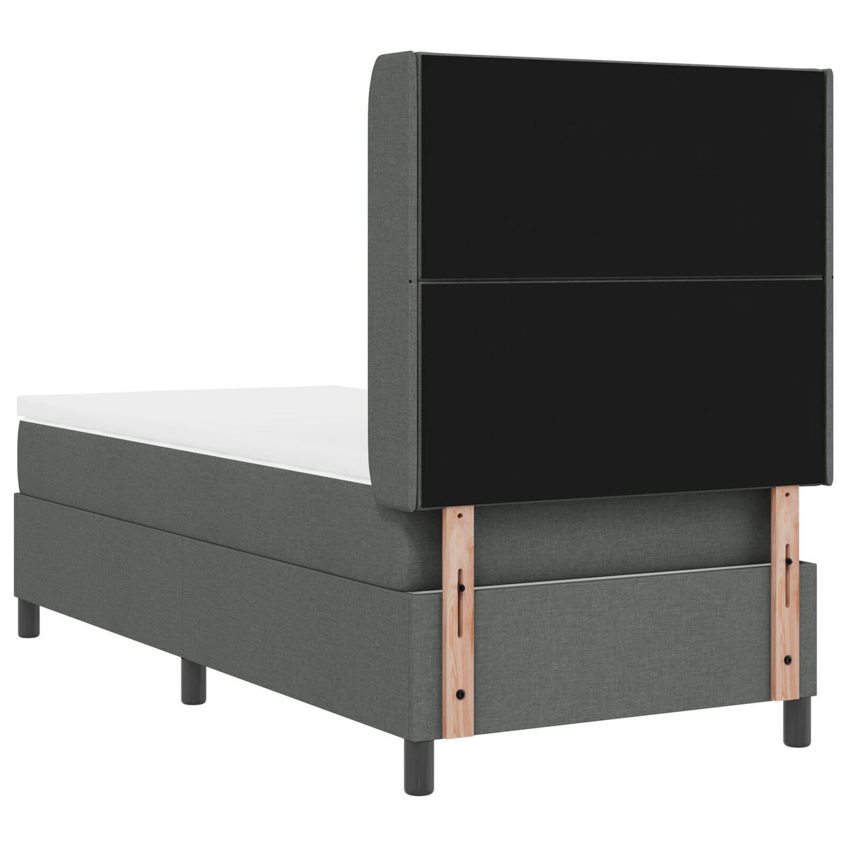 Box Spring Bed With Mattress & Led Dark Grey 90X200 Cm Fabric