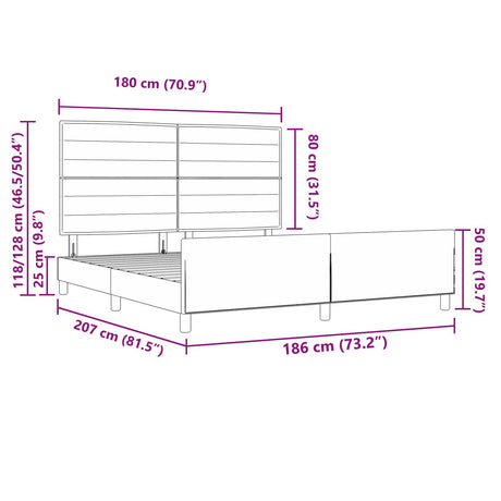 Bed Frame Dark Brown 180X200 Cm Fabric