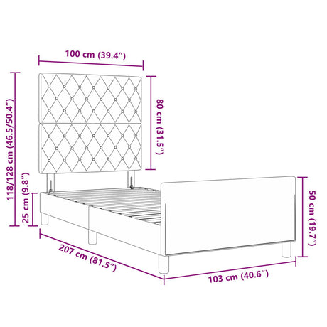 Black Bed Frame 100X200 Cm Velvet