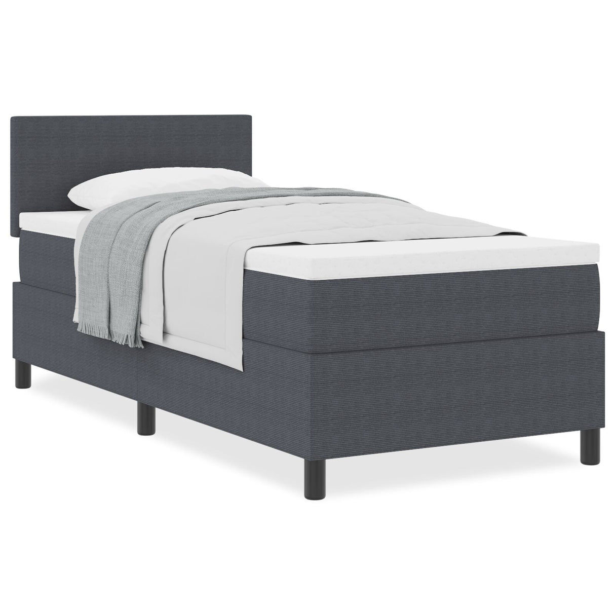Box Spring Bed With Mattress Dark Grey 80X200 Cm Corduroy Fabric