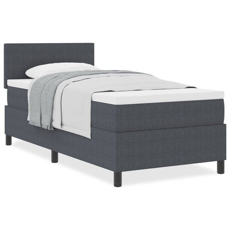 Box Spring Bed With Mattress Dark Grey 80X200 Cm Corduroy Fabric