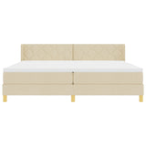 Box Spring Bed With Mattress Cream 200X200 Cm Fabric,  Headboard Diamond Blocks Design Cream 200 Cm Fabric