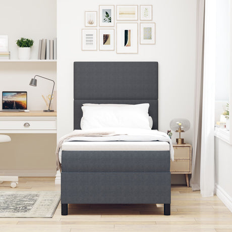 Box Spring Bed With Mattress Dark Grey 80X200 Cm Corduroy Fabric