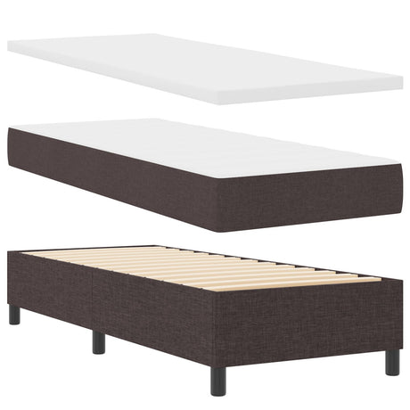 Box Spring Bed With Mattress & Led Dark Brown 90X190 Cm Fabric