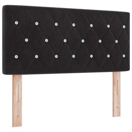 Box Spring Bed With Mattress In Black Velvet, 90X190 Cm