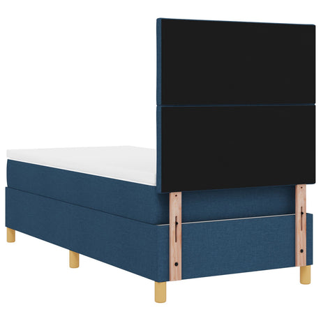 Box Spring Bed With Mattress & Led Blue 90X200 Cm Fabric
