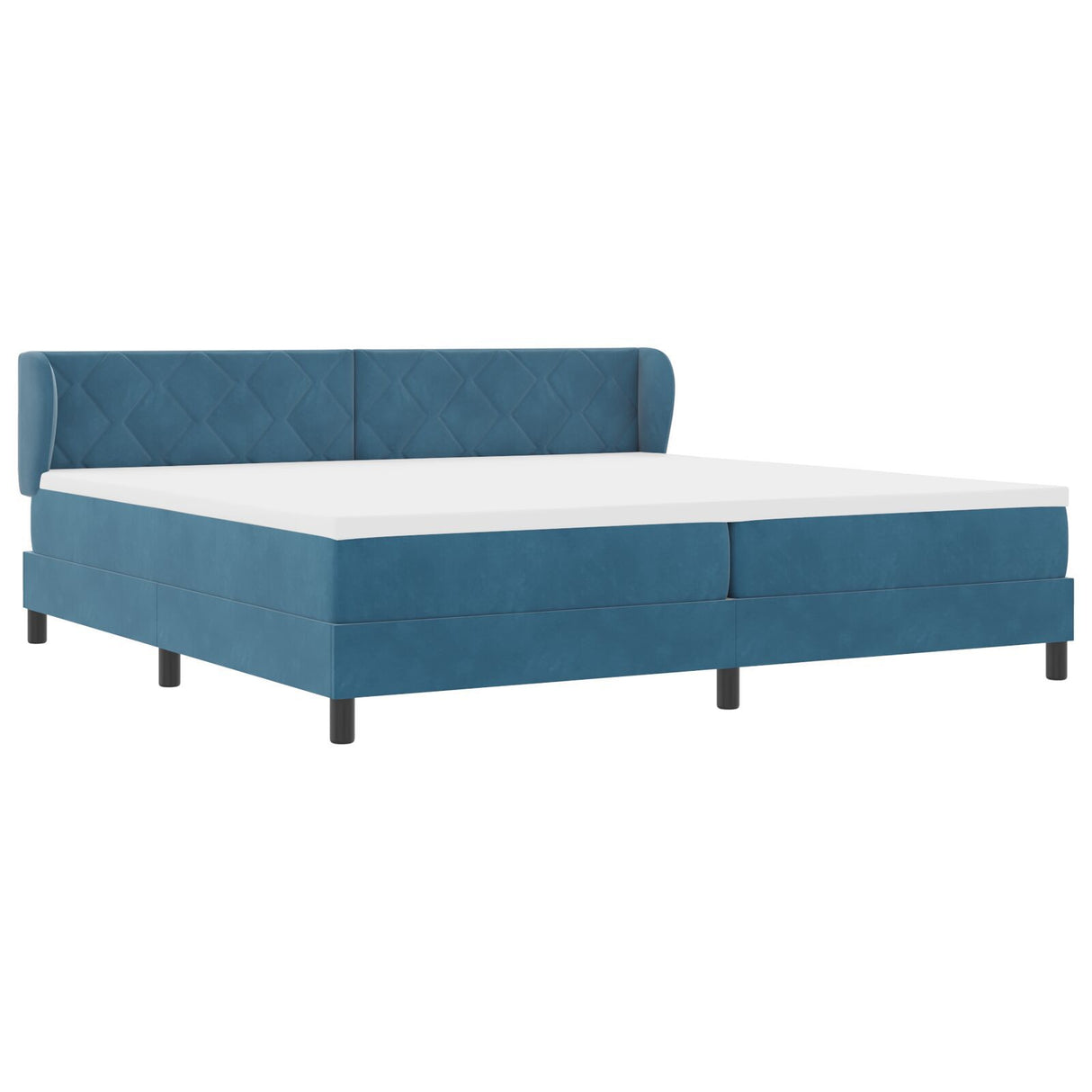 Box Spring Bed With Mattress Dark Blue 200X200 Cm Velvet