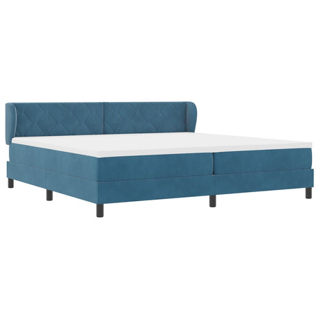 Box Spring Bed With Mattress Dark Blue 200X200 Cm Velvet