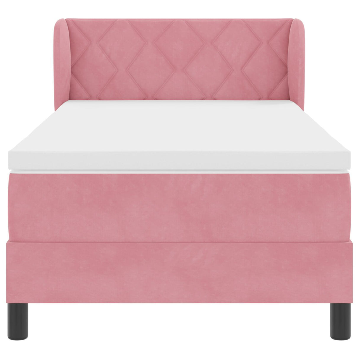 Box Spring Bed With Mattress In Pink, 90X190 Cm, Velvet