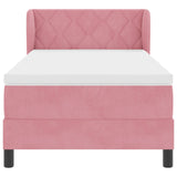 Box Spring Bed With Mattress In Pink, 90X190 Cm, Velvet