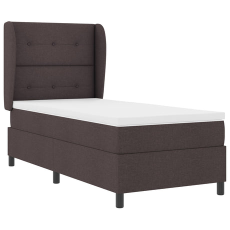 Box Spring Bed With Mattress Dark Brown 100X200 Cm Fabric