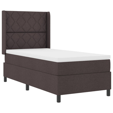 Box Spring Bed With Mattress & Led Dark Brown 100X200 Cm Fabric