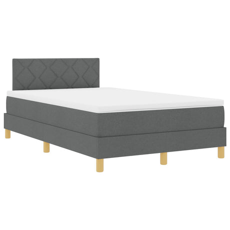 Box Spring Bed With Mattress & Led Dark Grey 120X200 Cm Fabric