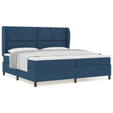 Box Spring Bed With Mattress - Blue, 200X200 Cm, Fabric