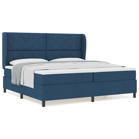 Box Spring Bed With Mattress - Blue, 200X200 Cm, Fabric
