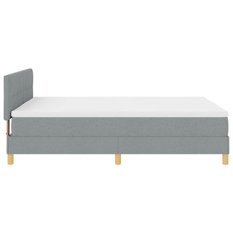 Box Spring Bed With Mattress & Led Light Grey 140X200 Cm Fabric