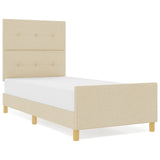 Cream Bed Frame 90X200 Cm Fabric