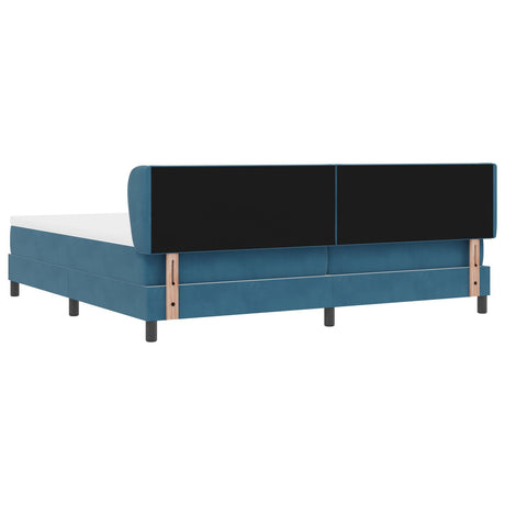 Box Spring Bed With Mattress Dark Blue 200X200 Cm Velvet