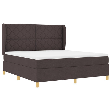 Box Spring Bed With Mattress Dark Brown 180X200 Cm Fabric