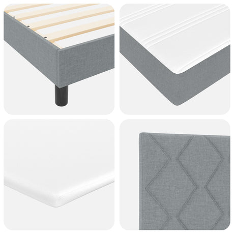 Box Spring Bed With Mattress & Led Light Grey 160X200 Cm Fabric