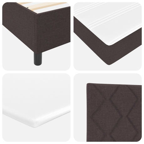 Box Spring Bed With Mattress & Led Dark Brown 140X200 Cm Fabric
