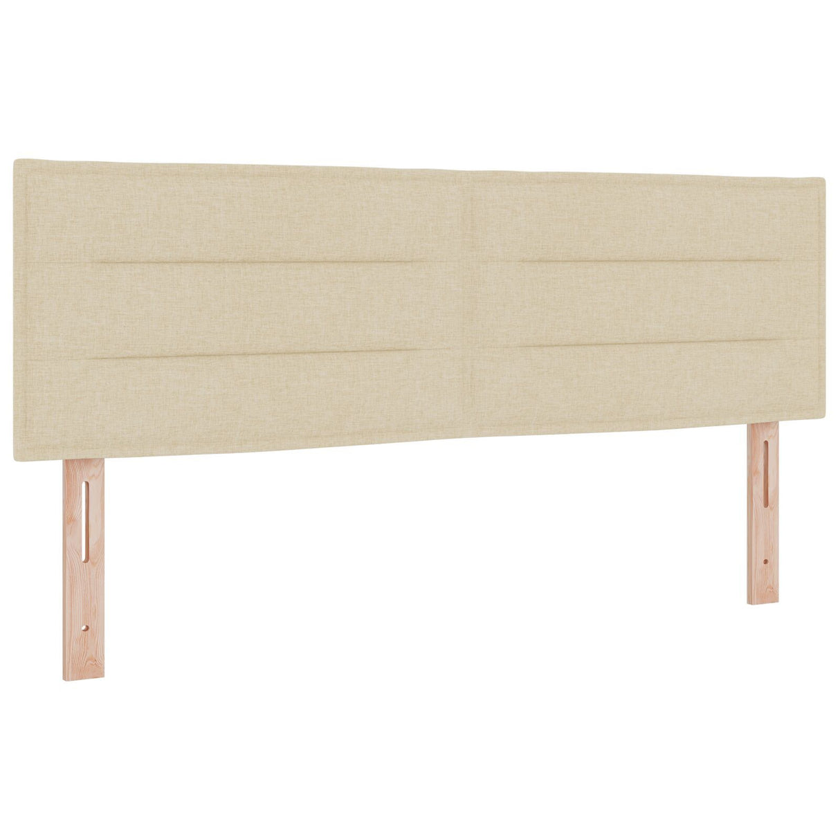 Box Spring Bed With Mattress Cream 140X190 Cm Fabric,  Headboard Lines Design Cream 140 Cm Fabric