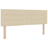 Box Spring Bed With Mattress Cream 140X190 Cm Fabric,  Headboard Lines Design Cream 140 Cm Fabric
