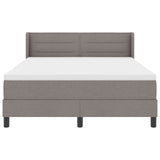 Box Spring Bed With Mattress Taupe 140X190 Cm Fabric,  Headboard Lines Design Taupe 140 Cm Fabric