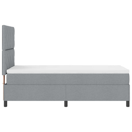 Box Spring Bed With Mattress & Led Light Grey 100X200 Cm Fabric