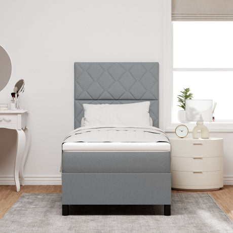Box Spring Bed With Mattress & Led Light Grey 100X200 Cm Fabric