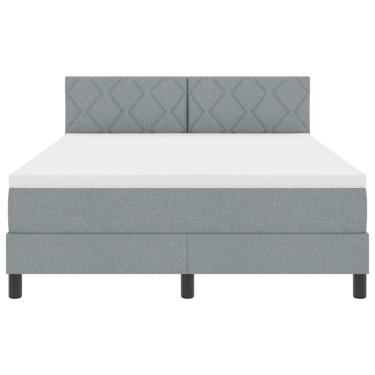 Box Spring Bed With Mattress & Led Light Grey 140X200 Cm Fabric