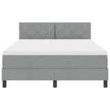 Box Spring Bed With Mattress & Led Light Grey 140X200 Cm Fabric