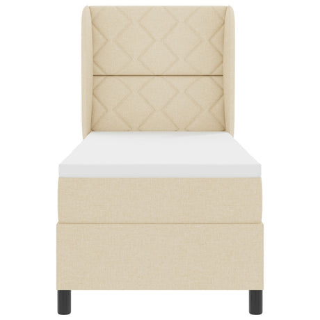 Box Spring Bed With Mattress - Cream, 80X200 Cm Fabric