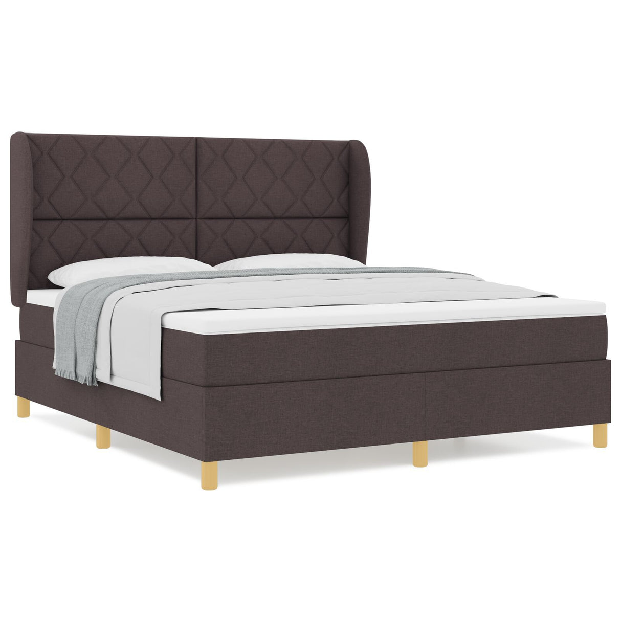Box Spring Bed With Mattress Dark Brown 180X200 Cm Fabric