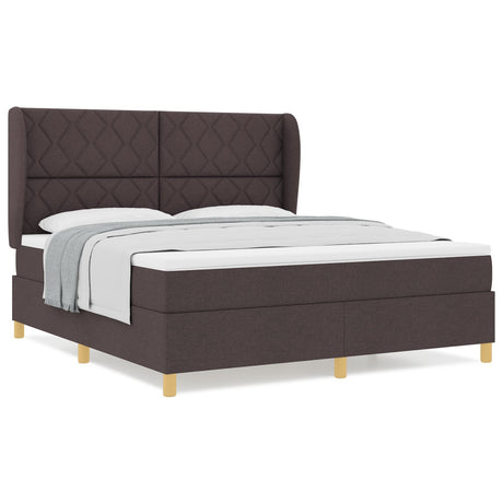 Box Spring Bed With Mattress Dark Brown 180X200 Cm Fabric
