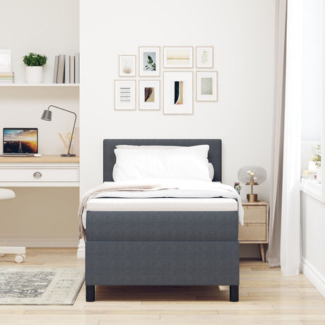 Box Spring Bed With Mattress Dark Grey 80X200 Cm Corduroy Fabric