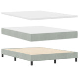 Box Spring Bed With Mattress In Light Grey, 140X190 Cm, Velvet