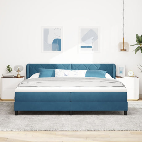 Box Spring Bed With Mattress Dark Blue 200X200 Cm Velvet