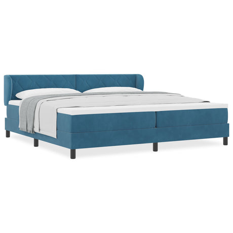 Box Spring Bed With Mattress Dark Blue 200X200 Cm Velvet