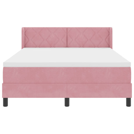 Box Spring Bed With Mattress Pink 160X200 Cm Velvet