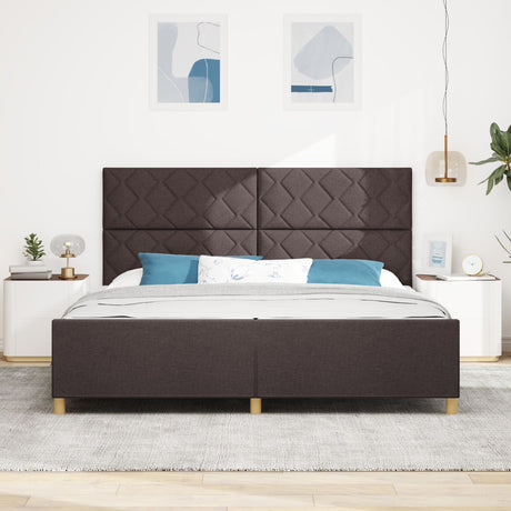 Bed Frame In Dark Brown, 200X200 Cm, Fabric