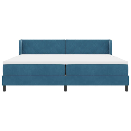 Box Spring Bed With Mattress Dark Blue 200X200 Cm Velvet