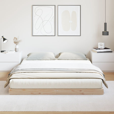 Floor Bed Frame White 140X220 Cm Solid Wood Pine
