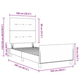 Bed Frame In Dark Grey, 100X200 Cm, Made Of Velvet