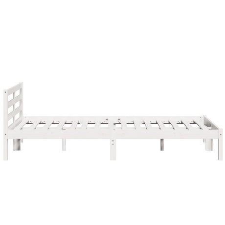 Bed Frame With Headboard White 140X220 Cm Solid Wood Pine
