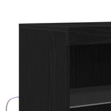 Sideboard With Led Lights Black Oak 60X37X100 Cm