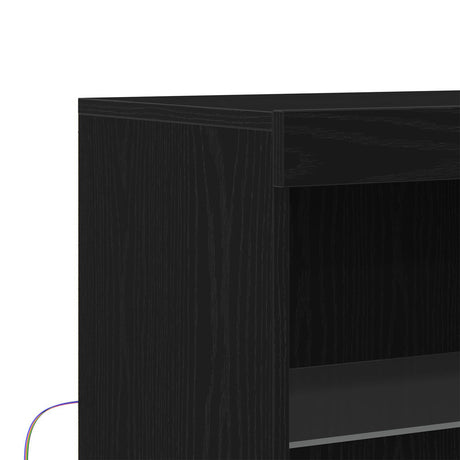 Sideboard With Led Lights Black Oak 60X37X100 Cm