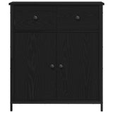 Sideboard Black Oak 70X30X80 Cm Engineered Wood And Steel